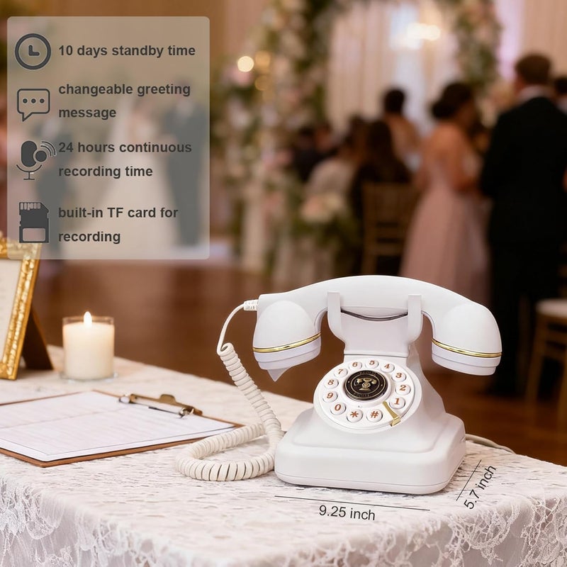 TelPal Audio Guest Book Wedding Phone, Vintage Telephone Recorder Wedding Guest Book, Retro Voice Recording Phone for Birthdays Party/Graduation/Baby Shower/Retirement/Special Occasions (White) - Image 4